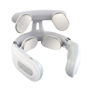 4-head Cervical Massager Strength Adjustment USB Charging Intelligent Voice Heating Neck Massager Neck Care White