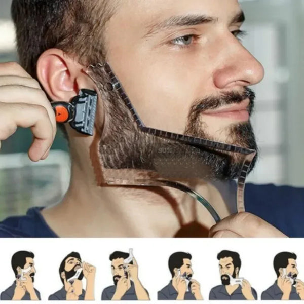 2024  Men Beard Template StylingTool Double Sided Beard Shaping Comb Beauty Tool Shaving Hair Removal Razor Tool for Men