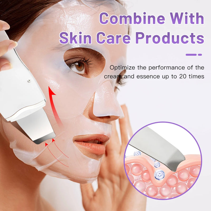 Ultrasonic Skin Scrubber Peeling Blackhead Remover Vibration Face Spatula Electric Scrubber Face Cleaning Facial Shovel Cleanser