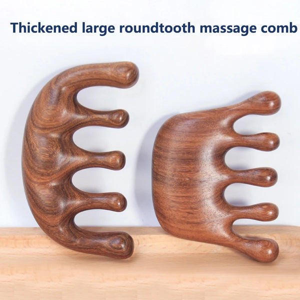 Sandalwood Hair Comb Scalp Relax Acupoint Massager Portable Wooden Handle Comb Anti-static Styling Tool