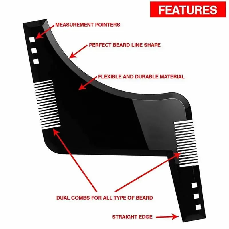 2024  Men Beard Template StylingTool Double Sided Beard Shaping Comb Beauty Tool Shaving Hair Removal Razor Tool for Men