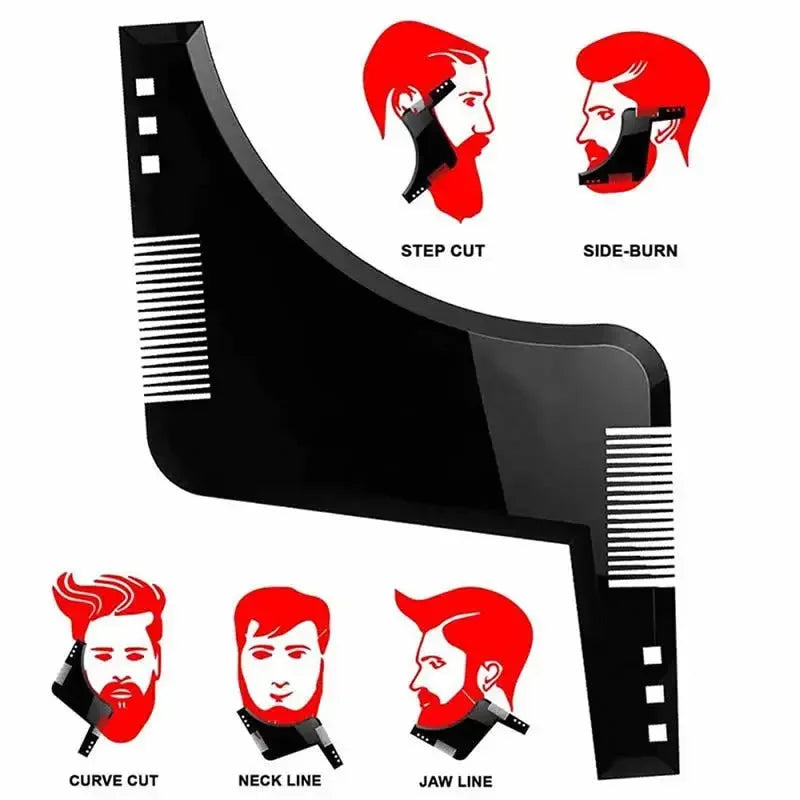 2024  Men Beard Template StylingTool Double Sided Beard Shaping Comb Beauty Tool Shaving Hair Removal Razor Tool for Men